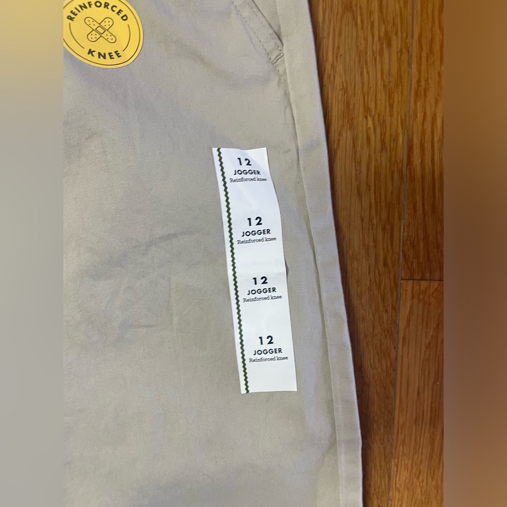 Cat & Jack Kids Beige Jogger Pants‎ with reinforce knee NWT  size 12 - Picture 2 of 9